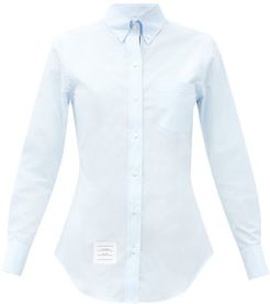 Logo-label Cotton-poplin Button-down Shirt - Womens - Blue