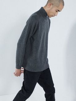 Loose-fit Funnel-neck Cashmere Sweater - Mens - Charcoal