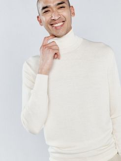 Roll-neck Cashmere Sweater - Mens - Ivory