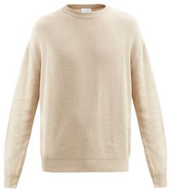 Crew-neck Cotton-piqué Sweater - Mens - Light Grey