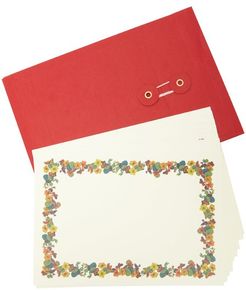 Set Of 12 Floral Paper Menu Cards - Beige Multi