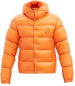 Logo-patch Quilted Down Hooded Jacket - Mens - Orange
