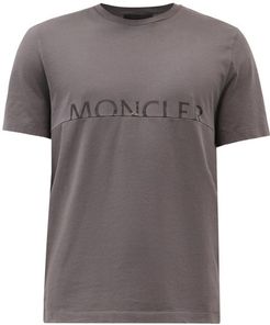 Split-logo Cotton-jersey T-shirt - Mens - Dark Grey