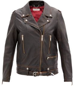 Andrea Leather Biker Jacket - Womens - Dark Brown
