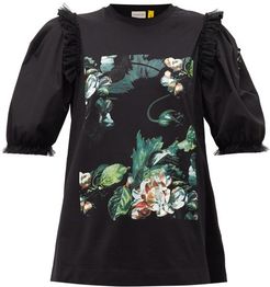 Floral-print Cotton T-shirt - Womens - Black