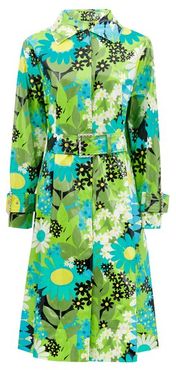 Charlie Floral Coated Cotton-canvas Raincoat - Womens - Green Multi