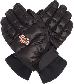 Embroidered-logo Leather-palm Ski Gloves - Mens - Black