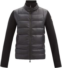 Logo-patch Jersey-sleeve Quilted Down Jacket - Mens - Black