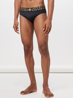 Medusa-patch Technical-jersey Swim Briefs - Mens - Black