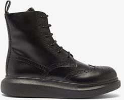 Hybrid Chunky-sole Leather Brogue Boots - Mens - Black