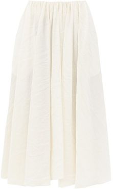 Nastya Linen-blend Midi Skirt - Womens - Ivory