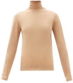Roll-neck Cashmere-blend Sweater - Womens - Camel
