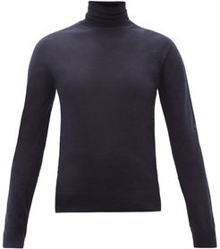 Roll-neck Cashmere-blend Sweater - Womens - Navy