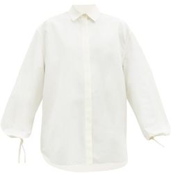 Balloon-sleeve Cotton-blend Shirt - Womens - White