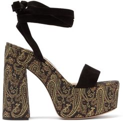 Ambra 85 Paisley-brocade Platform Sandals - Womens - Gold