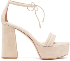 Triple-strap 70 Suede Platform Sandals - Womens - Beige