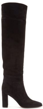 85 Square-toe Knee-high Suede Boots - Womens - Black