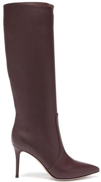 Hansen 85 Point-toe Leather Knee-high Boots - Womens - Burgundy