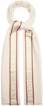 Logo-jacquard Silk-blend Faille Scarf - Womens - Beige