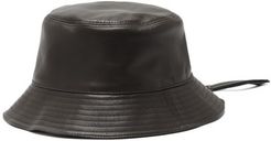 Fisherman Leather Bucket Hat - Womens - Black