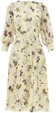 Yusra Rosemont Wallpaper-print Silk Dress - Womens - Yellow Print