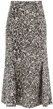 Ivetta Leopard-jacquard Cotton-blend Skirt - Womens - Light Grey