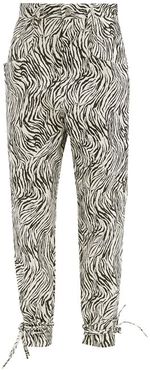 Badeloisa High-rise Zebra-print Leather Trousers - Womens - White Black