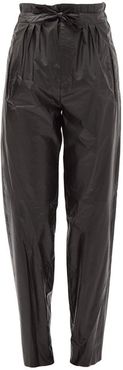 Duard Pleated Faux-leather Trousers - Womens - Black
