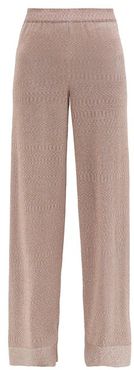 Moiré-effect Knitted Wide-leg Trousers - Womens - Light Pink