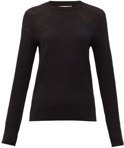 Floral-pointelle Rib-knitted Sweater - Womens - Black