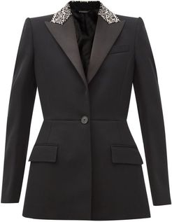 Crystal-embellished Wool-barathea Suit Jacket - Womens - Black