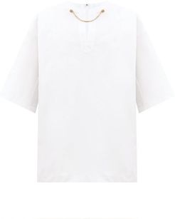 Chain-embellished Cotton Shirt - Womens - White