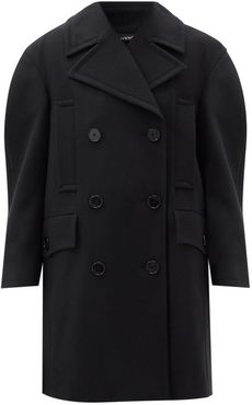 Double-breasted Felted-wool Pea Coat - Womens - Black