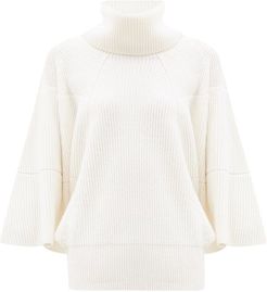 Roll-neck Ribbed Cashmere Sweater - Womens - White