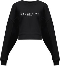 Oversized Distressed-logo Cotton-jersey Sweatshirt - Womens - Black