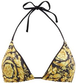 Acanthus-print Triangle Bikini Top - Womens - Black Print