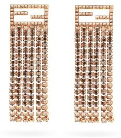 Ff-logo Crystal-fringe Earrings - Womens - Gold