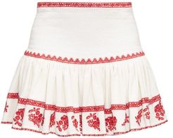 Russel Embroidered Cotton Mini Skirt - Womens - Red White