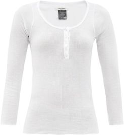 Lamylic Ribbed Cotton-jersey Henley Top - Womens - White