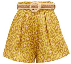 Carnaby Leopard-print Linen Shorts - Womens - Leopard