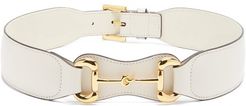 Horsebit Leather Belt - Womens - White