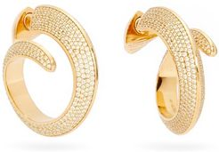 Pavé-crystal Gold-plated Silver Hoop Earrings - Womens - Yellow Gold