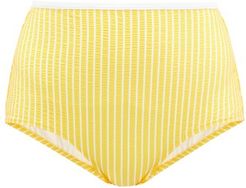 The Brigitte High-rise Seersucker Bikini Briefs - Womens - Yellow