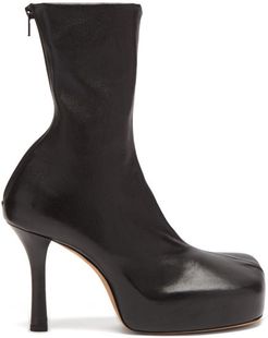 Bv Bold Square-toe Leather Platform Boots - Womens - Black