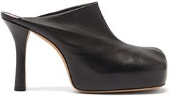 The Bold Square-toe Leather Platform Mules - Womens - Black