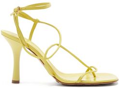 The Line Wraparound Leather Sandals - Womens - Light Yellow