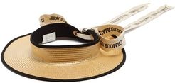 Embroidered-ribbon Straw Visor - Womens - Ivory