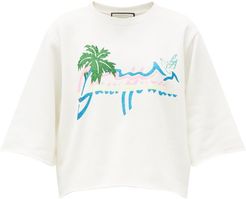 Glitter Hawaii-print Cotton-jersey Sweatshirt - Womens - White Print