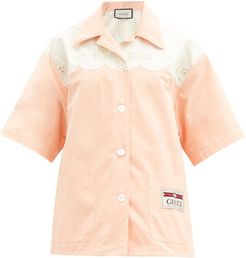 Scalloped Cotton-poplin Shirt - Womens - Light Pink