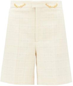 Horsebit-embellished Cotton-blend Tweed Shorts - Womens - Ivory